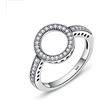 Lafeil Anello Cerchio Vuoto Anello in Argento Sterling 925 Ipoallergenico con Contorno Diamanti Anelli Fidanzamento Uomo Donna