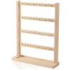YUDAWN Espositore per orecchini, a 4 ripiani, in legno, per gioielli, orecchini, con 24 ganci, base in legno, per vendere bracciali, portachiavi, bracciali, Misura unica, Legno, Nessuna pietra preziosa