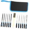 Uonlytech Set di Lime in Acciaio per Intaglio e Sbavatura, 13 Pezzi | Spazzola Pulizia e Manico, Utensili per Lavorazione Legno, Nero, Kit per Casa
