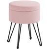 SONGMICS Sgabello Pouf Contenitore, Cassapanca Rotonda, Sgabello Toeletta, 39 x 44,1 cm (Diam. x A), Gambe in Metallo, Sedile Imbottito, Soggiorno Camera da Letto, Rosa Pastello LOM002R01