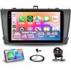 Rimoody 4G+64G Android Autoradio per Toyota Avensis T27 2008-2015 Wireless Carplay Android Auto 9 Pollici Incell Touchscreen Radio con GPS Navi WiFi Mirror Link Bluetooth FM/RDS/EQ/SWC Telecamera Posteriore