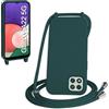 WenBaby Cover Compatible con Samsung Galaxy A22 5G,Cellulare Girocollo Custodia con Cordino TPU Corda Silicone Case Bumper per Samsung Galaxy A22 5G Custodia, Verde scuro