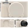 Supmay Custodia per fotocamera digitale Canon PowerShot SX740 HS/SX730 HS, custodia protettiva in morbido silicone con copriobiettivo rimovibile, custodia in gomma morbida in silicone, Bianco nebbioso