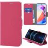 N NEWTOP Cover Compatibile con HONOR X6A, HQ Lateral Custodia Libro Flip Chiusura Magnetica Portafoglio Simil Pelle Stand Protezione Completa Case TPU Anti Urto Guscio Base Porta (Fucsia)