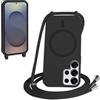 FMPCUON FNPCUON Cover Magnetica Silicone per Samsung Galaxy S26 Ultra con Cordino,Compatibile con MagSafe,Custodia con Laccio Collana Tracolla Collo Sottile TPU Antiurto Protettiva Case con Corda.Nero