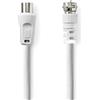 NEDIS Cavo satellitare e per Antenna | F-Maschio | IEC (coassiale) Maschio | Placcato Nickel | 75 Ohm | Doppio Schermo | 1.50 m | Tondo | PVC | Bianco | Polybag 5.00 m 5.00 m