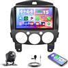 Hikity 4+64G Android 15 Autoradio per Mazda 2 2007-2014, Schermo 9 radio con Wireless CarPlay Android Auto Bluetooth Navi GPS WiFi EQ USB e Telecamera di retromarcia
