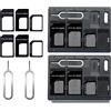 CKANDAY 2 pezzi Supporti per carta SIM con perni aperti per vassoio, set di strumenti archiviazione per schede micro SD standard, 3 adattatori per schede e 1 perni di espulsione - nero