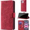 CaseGla Cover per iPhone 11 6,1 Pollici, Rosso | Blocco RFID, Portafoglio Pelle PU, Flip Libro, Porta Carte, Magnetica Libretto, Antiurto Protezione Completa