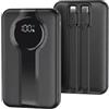 Tsebugap Power Bank Portatile 20000mAh PD22.5W Ricarica Rapida Powerbank con Cavi Integrati Caricatore Portatile Mini Caricabatterie Ricarica Rapida usb c Potente Android Cellulare Batteria (nero)