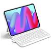 Inateck Air Tap Custodia con tastiera per iPad 10 gen, 11 gen A16 2025, Air 11 (M4/M3/M2/2026/2025/2024), Air 5/4, Pro 11 (4/3/2/1), QWERTY, tastiera ultra leggera con portapenne，BK2007 Bianca