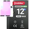 MOBILEX® Batteria compatibile con iPhone 12 Pro Max | Senza Messaggio | Chip TI | 4240mAh - OEM | Batteria Interna con Adesivo | Alta Capacità