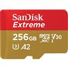 SanDisk 256 GB Extreme scheda microSDXC per gaming mobile, fino a 190 MB/s, prestazioni app A2, UHS-I, Classe 10, U3, V30