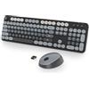 SbocKeeb Tastiera Colorata e Mouse Wireless, Cute Tastiera Wireless con Tastierino Numerico, Retro Macchina Da Scrivere Full-sizewith Tasti Rotondi, 2.4 GHz, Americana QWERTY (Gradient Dark)