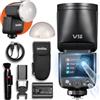 Godox V1 MID N Flash per NIKON con Cupola diffusore AK-R11, Speedlite a testa rotonda da 55Ws, oltre 650 lampi, TTL/HSS 1/8000s, V1MID per Nikon Z5II Z6III Z8 Z50II Z30 D850 Z5 Z50 ZFC Z6II Z9 Z7