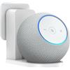 PlusAcc Supporto a Presa da Muro per Dot Max e Google Home Mini, Compatibile solo con delle prese europee standard/Schuko a fori orizzontali, Montaggio su Presa Senza Foratura (Bianco)