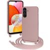 FERLAN Custodia per Samsung Galaxy A14 5G Cover con Cordino,Rosa Silicone Antiurto TPU Morbido Case Corda Collana Necklace Regolabile Stylish con Catena Ultra Sottile Cover per Galaxy A14 5G,Rosa sabbia