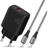 LUOSIKE Caricatore per iPhone, Cavo Intrecciato in Nylon Lightning da 2m con Alimentatore USB C da 20W, Caricabatterie Rapido con Tipo C e A Compatibile con iPhone 14/13/12/11/Pro/Max/SE/XR/X/8