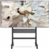 FITUEYES Supporto TV da Pavimento per 40-85 pollici, Carrello Porta TV con Ruote & Ripiani, Porta TV da Terra Mobile con Scomparto in Legno Max VESA 600x400mm Portata 60kg