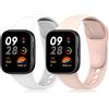 KeeFos Cinturino Compatibile con Xiaomi Redmi Watch 3, [2 Pezzi] Silicone Morbido Regolabile Cinturino di Ricambio per Xiaomi Redmi Watch 3 - Bianco+Rosa