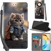 Haninsuze Cover per Honor Magic 6 Lite, Gatto | Pelle PU Portafoglio, Porta Carte, Magnetica, Libro, Antiurto Custodia