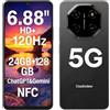 Blackview Shark 6 5G Smartphone con IA, 24GB+128GB, Display 6.88 HD+ 120Hz, 3 Assistenti IA Integrati, Doppia Fotocamera 16MP+8MP, Dual SIM Dual 5G Cellulare, Android 15 Sbloccato, GPS NFC, Nero