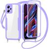 FERLAN Cover per Xiaomi Poco X5 5G/Redmi Note 12 5G con Cordino, 360 Gradi Antiurto Custodia con Protezione Schermo Integrata Trasparente Rugged TPU Bumper Doppia Protettiva Cover per Poco X5 5G-Viola