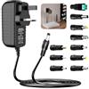 Eddrfy Alimentatore universale da 12 V, 2 A, AC DC Power Adapter con 9 connettori DC, alimentatore universale compatibile con strisce LED, router per fotocamere, monitor, altoparlanti TV, modem lampade e