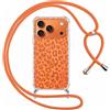 ZhuoFan Custodia con Cordino per iPhone 17 Pro Max 6,9, Trasparente Aesthetic Modello Leopardo Arancione Disegni Cover con Collana Rosa Antiurto Case Regolabile Cellulare Girocollo per Femmina, 05