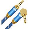 EMK Cavo AUX 90 Gradi ad Angolo Retto Cavo Jack 3.5 Maschio a Maschio Double-Braided Nylon Cavo Audio Stereo per Cuffie Smartphone iPhone Samsung Huawei Xiaomi Tablet ecc 2Ft/0.6M