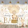 APDECCLK Sfondo fotografico a tema orso, per baby shower, con scritta in lingua inglese We Can Bearly Wait, per feste di nascita, torte, decorazioni da tavolo (180 x 120 cm)