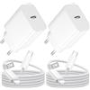 KINPEE Caricatore USB C con Cavo USBC 2 Metri, 2 Pezzi 25W Alimentatore USB C Caricabatterie Rapido Presa for iPhone 17/17 Pro Max/17 Air/16 15/iPad/Samsung/Huawei/Xiaomi, Spina Fast Charger Type C Spinotto