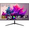 Gawfolk Schermo PC da 27 pollici, 2K WQHD (2560×1440P), 75Hz Monitor Gaming