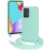 FERLAN Custodia per Samsung Galaxy A52 5G Cover con Cordino,Menta verde | Custodia con Laccio Collana Tracolla Regolabile Sottile Silicone Morbido TPU Bumper Antiurto AntiGraffio Protettiva Case