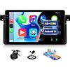 GOHHDL Android 15, 4G+128G GOHHDL Autoradio per BMW 3er E46 1999-2005 con Carplay Android Auto, Touch Radio da 9 Pollici 2Din con GPS Navi WiFi Bluetooth FM/RDS EQ SWC Retrocamera&MIC