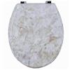 Generico Sedile Copriwater Universale in Legno MDF ad Alta Densità - Tavoletta WC Effetto Marmo Bianco/Beige con Cerniere in Acciaio inossidabile - Elegante e Confortevole