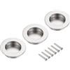 sourcing map 3 maniglie rotonde da incasso in acciaio inox da 40 mm, per porte scorrevoli con viti, design rotondo incorporato per porte scorrevoli da fienile, porte bypass per armadio e cassetti