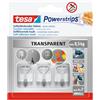 tesa Ganci Adesivi Powerstrips Small - 3 Ganci, 4 Strisce Powerstrip | Ganci da Parete Autoadesivi con Gancio in Filo Metallico Rimovibile - Capacità Massima 0,5 kg - Per Bagno o Cucina