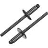 QUARKZMAN 25Pcs Rivetti Ciechi In Alluminio 1/4x3/8, Impugnatura In Alluminio E Mandrino In Acciaio, Rivetti A Flangia Larga Per Metallo, Mobili, Automotive, Nero