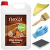 Flexol Olio di semi di lino per legno, impregnazione naturale, 5L, ambra paglia, 5L sicuro per l'ambiente