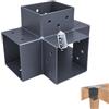 GeZu Impex Connettore per Pali X 121x121mm Verniciato a Polvere Antracite Set di 4 Pergola Connettore Angolare a 4 Vie Staffa per Fai-da-Te in Legno Connettore per Legno