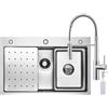 CECIPA Lavello da Cucina con Rubinetto Molla, 70 x 45 cm Lavello Cucina 1 Vasca con Dispenser Sapone, Lavandino Cucina con Vasca Mobile e Tagliere