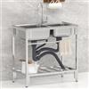 Locuetyn Lavello da cucina commerciale a doppia vasca, autoportante, in acciaio inox, con rubinetto freddo e caldo, per garage, lavanderia, bar, ristorante, 83 x 44 x 85 cm