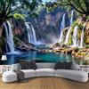 DACRWEKZ Carta Da Parati Murale Cascata naturale 3D, Per Camera Da Letto, Soggiorno, Decorazione Domestica, 300 x 210 cm Murale Paesaggio naturale Decorazione Poster Da Parete, verde
