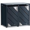 Metzler box pattumiere design antracite con accenti inox 2x240L, acciaio verniciato a polvere, robusto e resistente