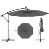 RELAX4LIFE Ombrellone da Giardino 3x3m con 40 Luci LED, Ombrellone da Balcone, Inclinazione Regolabile, Pannello Solare, per Patio, Cortile, Ristorante o Bar (Grigio)