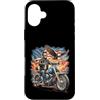 Lincoln Motorcycle Patriotic Merch Store Custodia per iPhone 16 Plus Abraham Abe Lincoln Motorcycle USA Flag Biker 4 luglio
