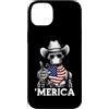 Merica USA Patriotic Cute Funny 4th of J Custodia per iPhone 14 Plus Robot Ingegnere Robotica AI Scienza Bandiera Americana Bandana