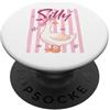 Whimsical Goose Designs Fiocco Rosa Oca Silly Strisce Verdi Capriccioso PopSockets PopGrip Adesivo