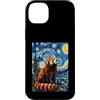 Starry Creature Art Custodia per iPhone 14 Plus Red Panda Van Gogh Notte Stellata Ispirato Arte